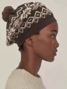 TOAST patterned fair isle Pom Pom Beret